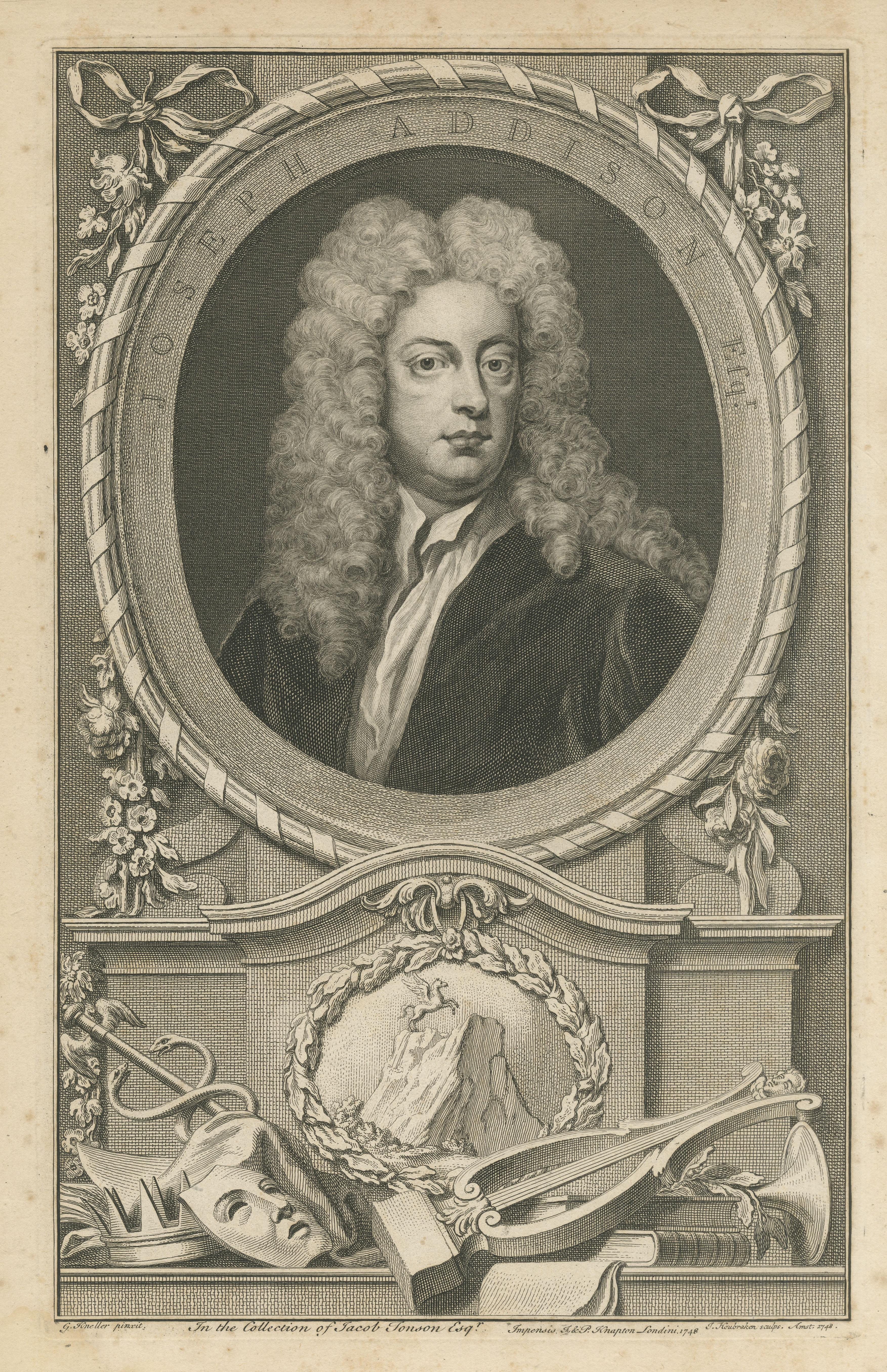 Antique Portrait of Joseph Addison In Good Condition For Sale In Langweer, NL