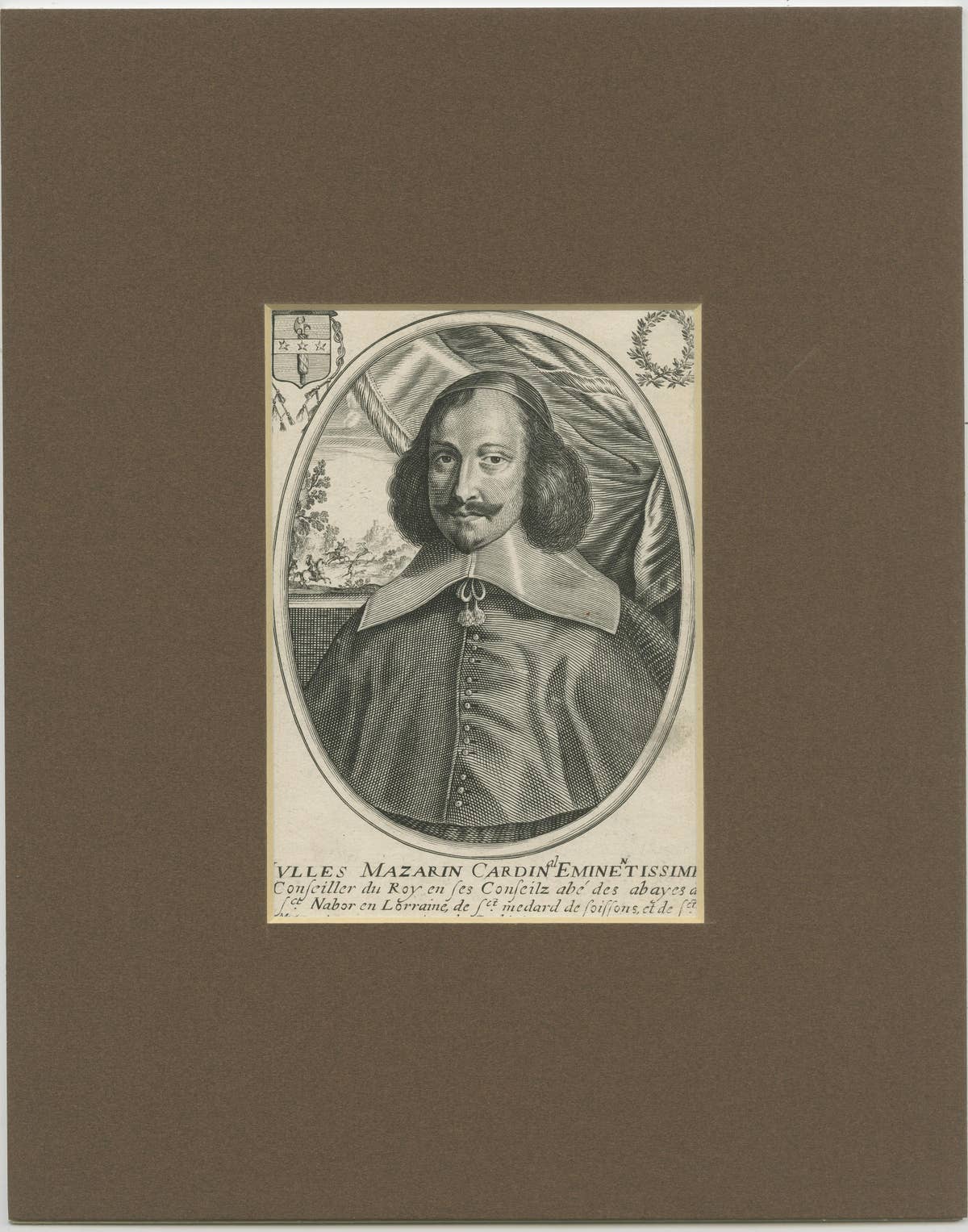 Antique Portrait of Jules Cardinal Mazarin