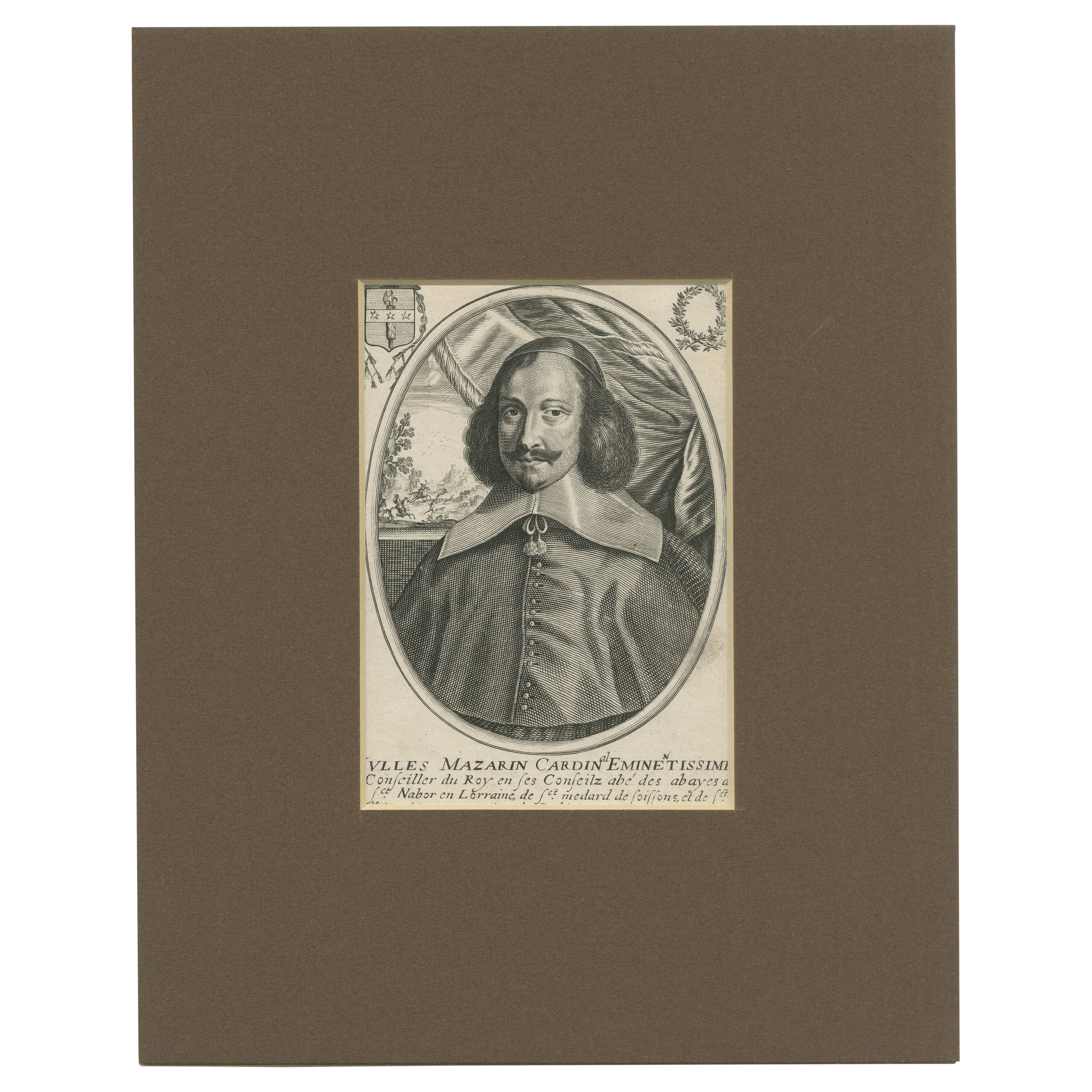 Portrait ancien du cardinal Mazarin de Jules
