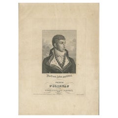 Antique Portrait of Jules de Polignac, a Famous French Politician, c.1830