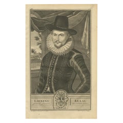 Antique Portrait of Laurens Reael by Valentijn, 1726