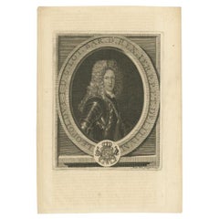Antique Portrait of Léopold Joseph, Duke of Lorraine, 1707