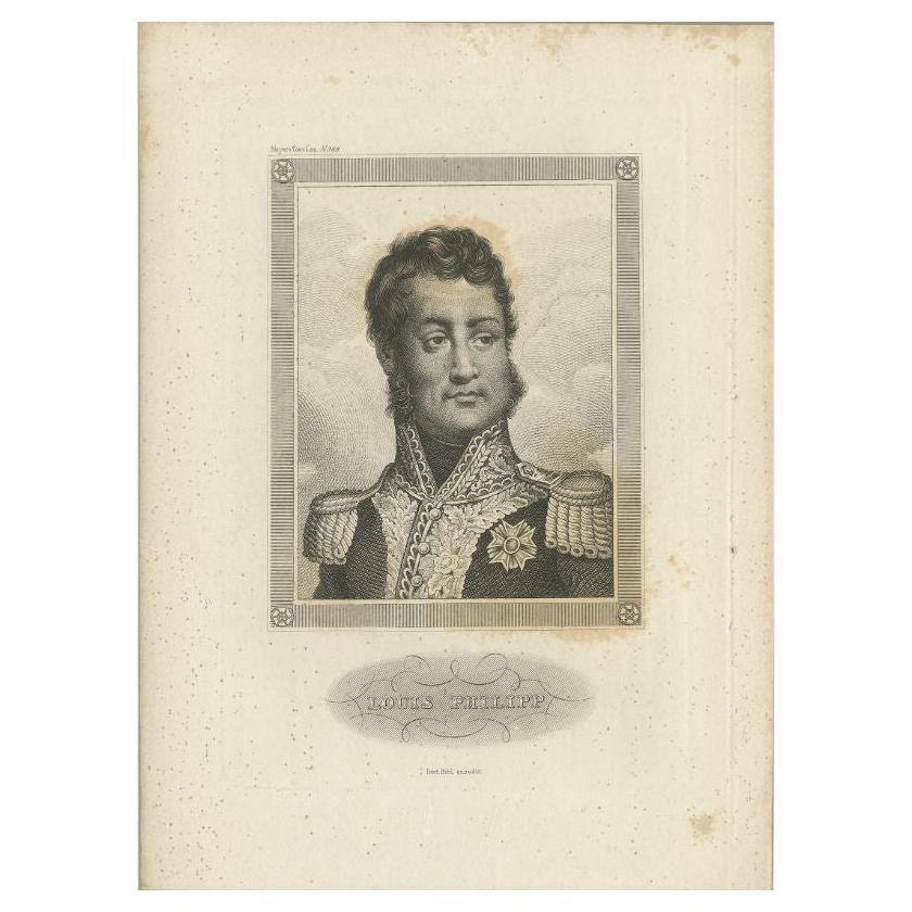 Antique Portrait of Louis Philippe i, Last King of France, 1859