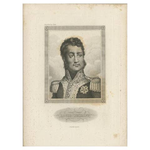 Antique Portrait of Louis Philippe i, Last King of France, 1859