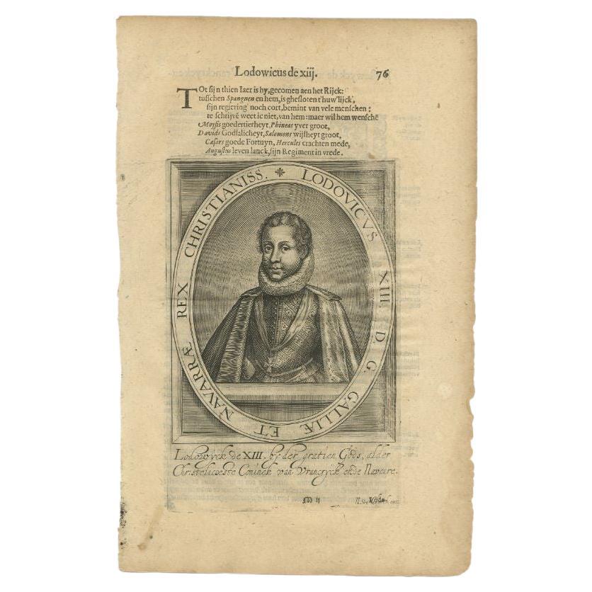 Antique Portrait of Louis XIII of France by Janszoon, 1615 For Sale