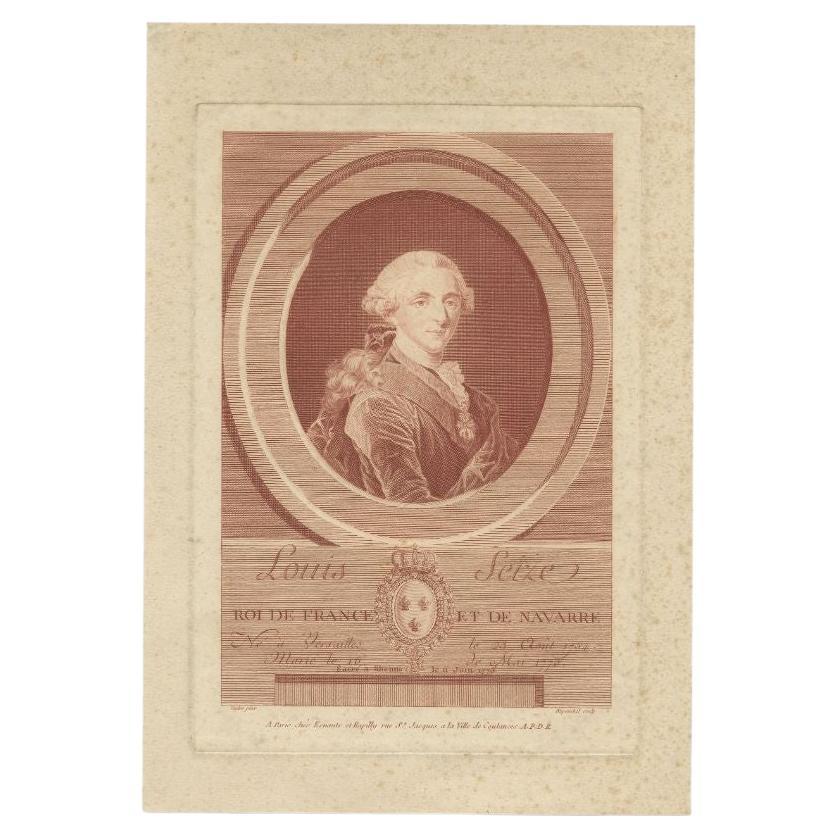 Antique Portrait of Louis XVI, King of France, by Duponchel, circa 1790 For Sale