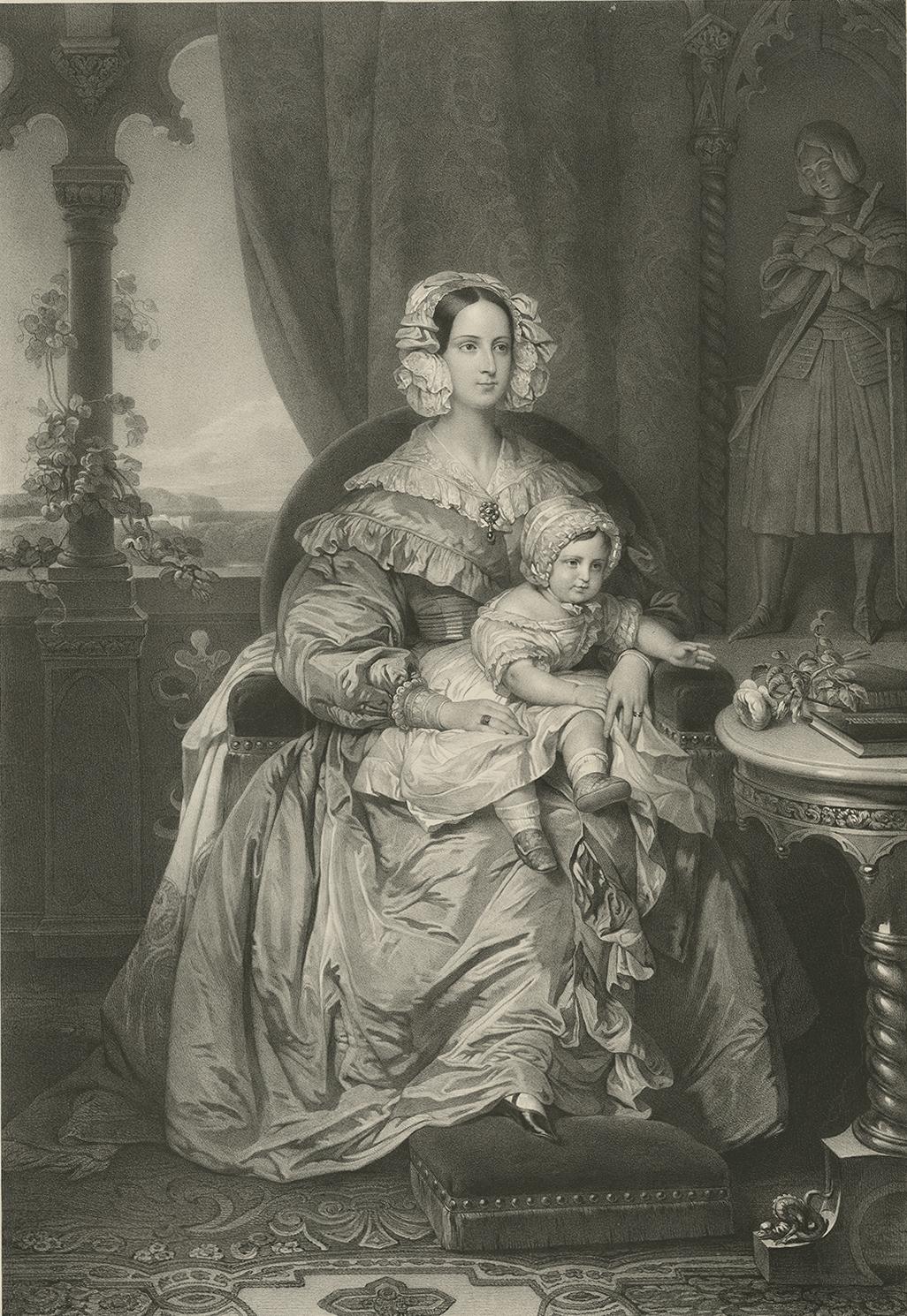 Antikes Porträt von Madame Marie D'Orleans von H. Grevedon, 1844 (Papier) im Angebot