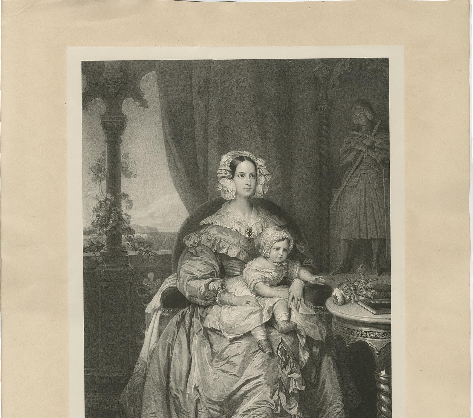 Antikes Porträt von Madame Marie D'Orleans von H. Grevedon, 1844 im Angebot 1