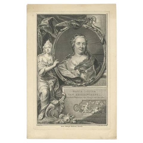 Antique Portrait of Maria Louise Van Hessen-Kassel, Mother of William iv, 1751