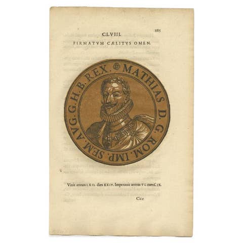 Antique Portrait of Matthias of Austria by Goltzius, 1645