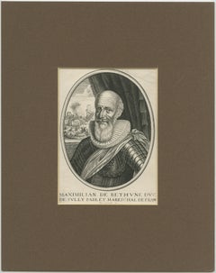 Antique Portrait of Maximilien De Béthune, Duke of Sully