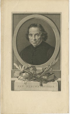 Antique Portrait of Mennonite Minister Jan Nieuwenhuyzen – Etching c.1800
