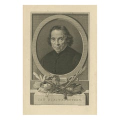 Portrait ancien du ministre mennonite Jan Nieuwenhuyzen - Gravure c.I.C.