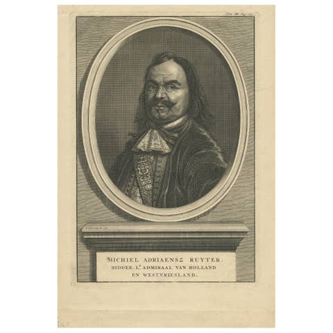 Antique Portrait of Michiel De Ruyter by B. Picart, 1728