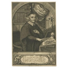 Antique Portrait of Pastor Andreas Caesareus, circa 1678