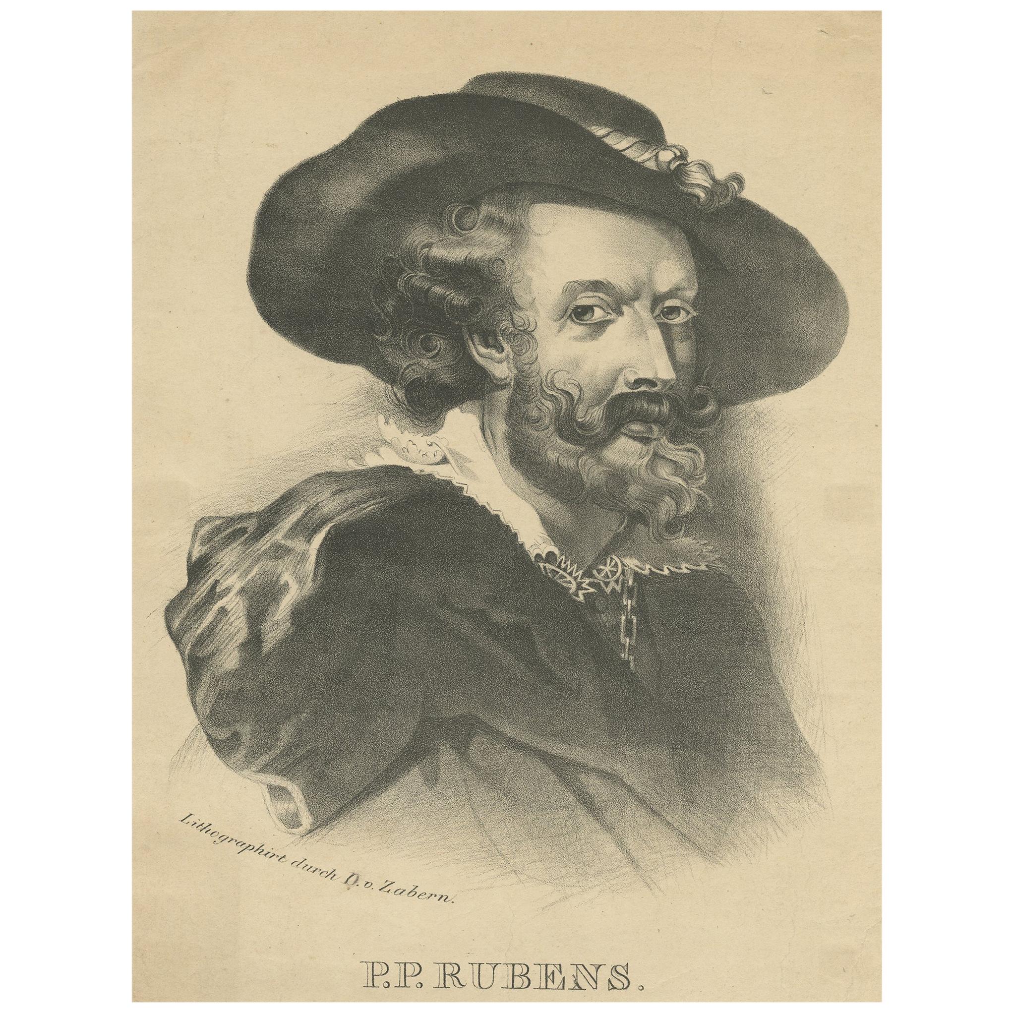 Portrait ancien de Peter Paul Rubens par Zabern, vers 1840 en vente