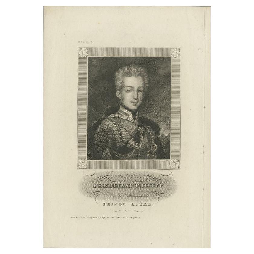 Antikes Porträt von Prinz Ferdinand Philippe von Orléans, um 1840