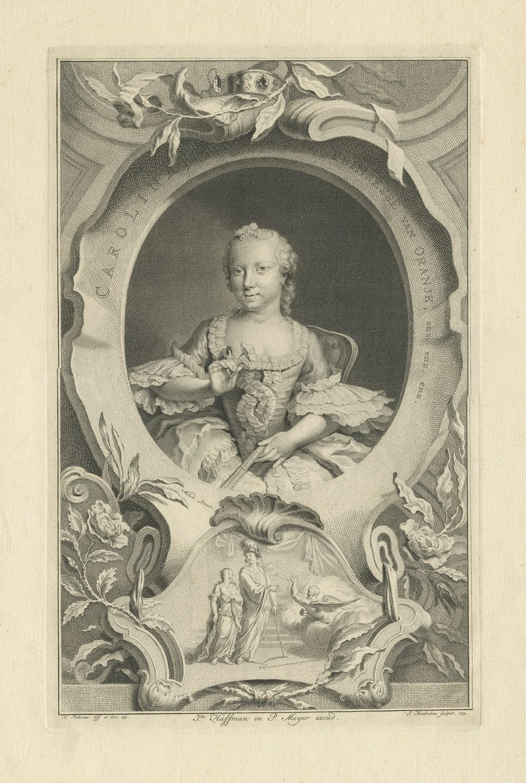 Carta Ritratto antico della Principessa Carolina, Principessa di Orange-Nassau e Weilburg in vendita