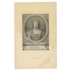 Antique Portrait of Queen Anne of England, Scotland and Ireland, 1890