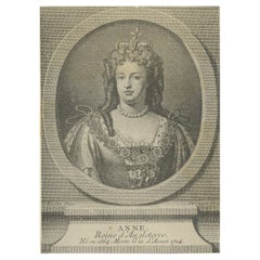 Portrait ancien de la Queen Anne d'Angleterre, d'Écosse et d'Irlande, 1890