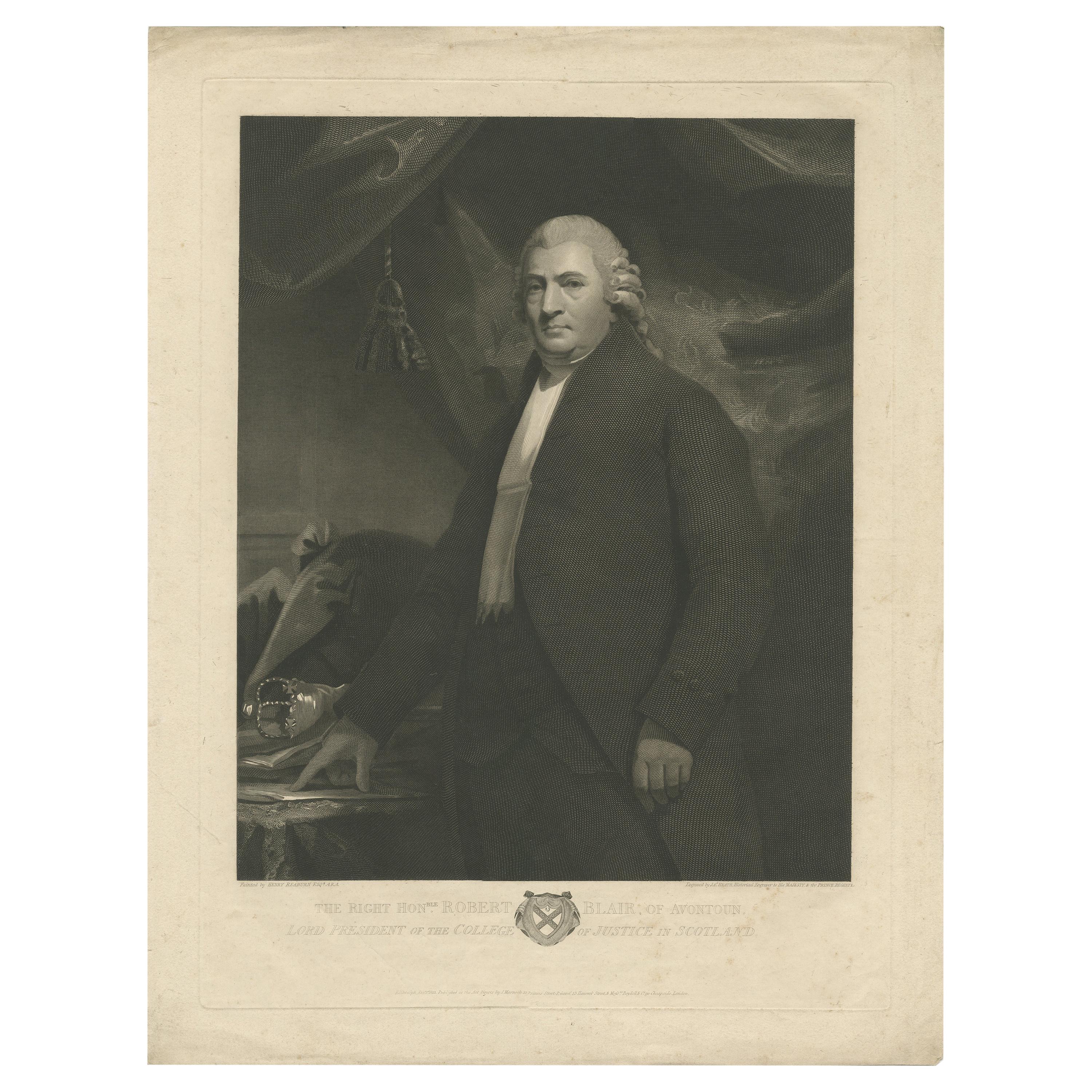 Antique Portrait of Robert Blair of Avontoun by Heath '1813' For Sale