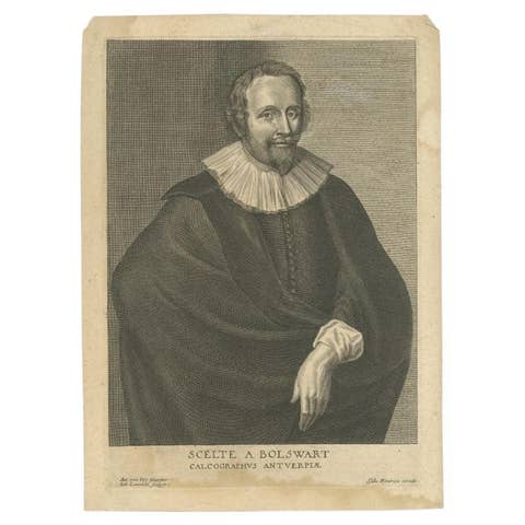 Antique Portrait of Schelte Adamsz Bolswert by Lommelin, circa 1650