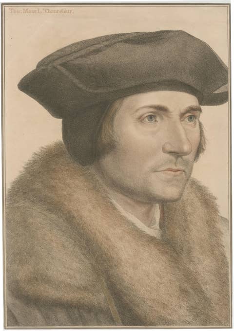 Antique Portrait of Sir Thomas More – Holbein, Bartolozzi Stipple Engraving 1793