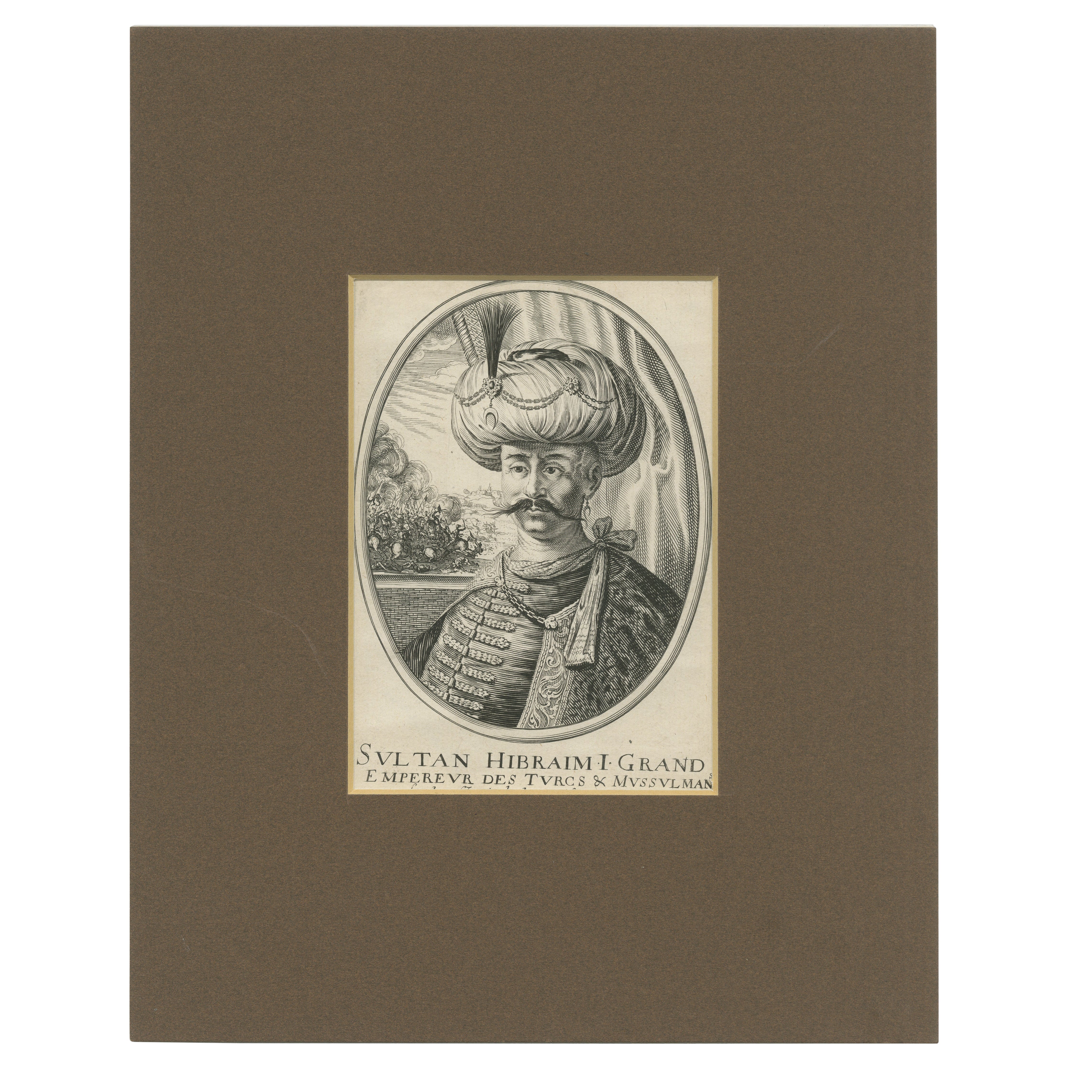 Antique Portrait of Sultan Ibrahim I, The Ottoman Sultan
