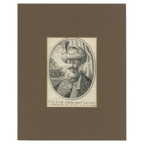 Antique Portrait of Sultan Ibrahim I, The Ottoman Sultan, ca.1660