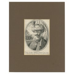 Antique Portrait of Sultan Ibrahim I, The Ottoman Sultan