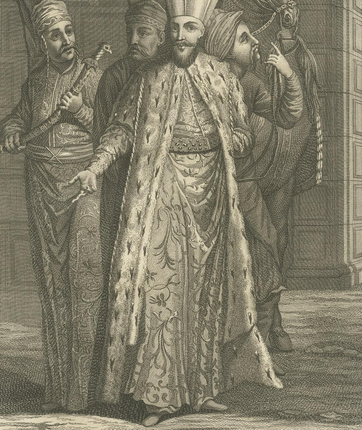 18th Century Antique Portrait of the Great Lord on the Day of Bayram by Picart, circa 1725