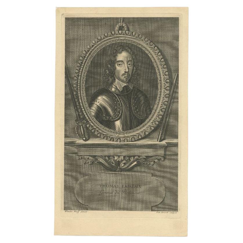 Antique Portrait of Thomas Fairfax, 1697 For Sale