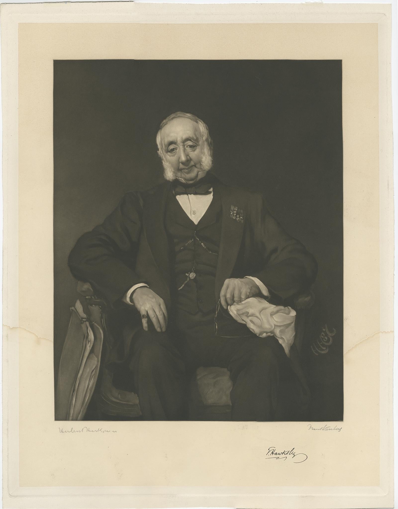 Paper Antique Portrait of Thomas Hawksley by Von Herkomer, circa 1885 For Sale