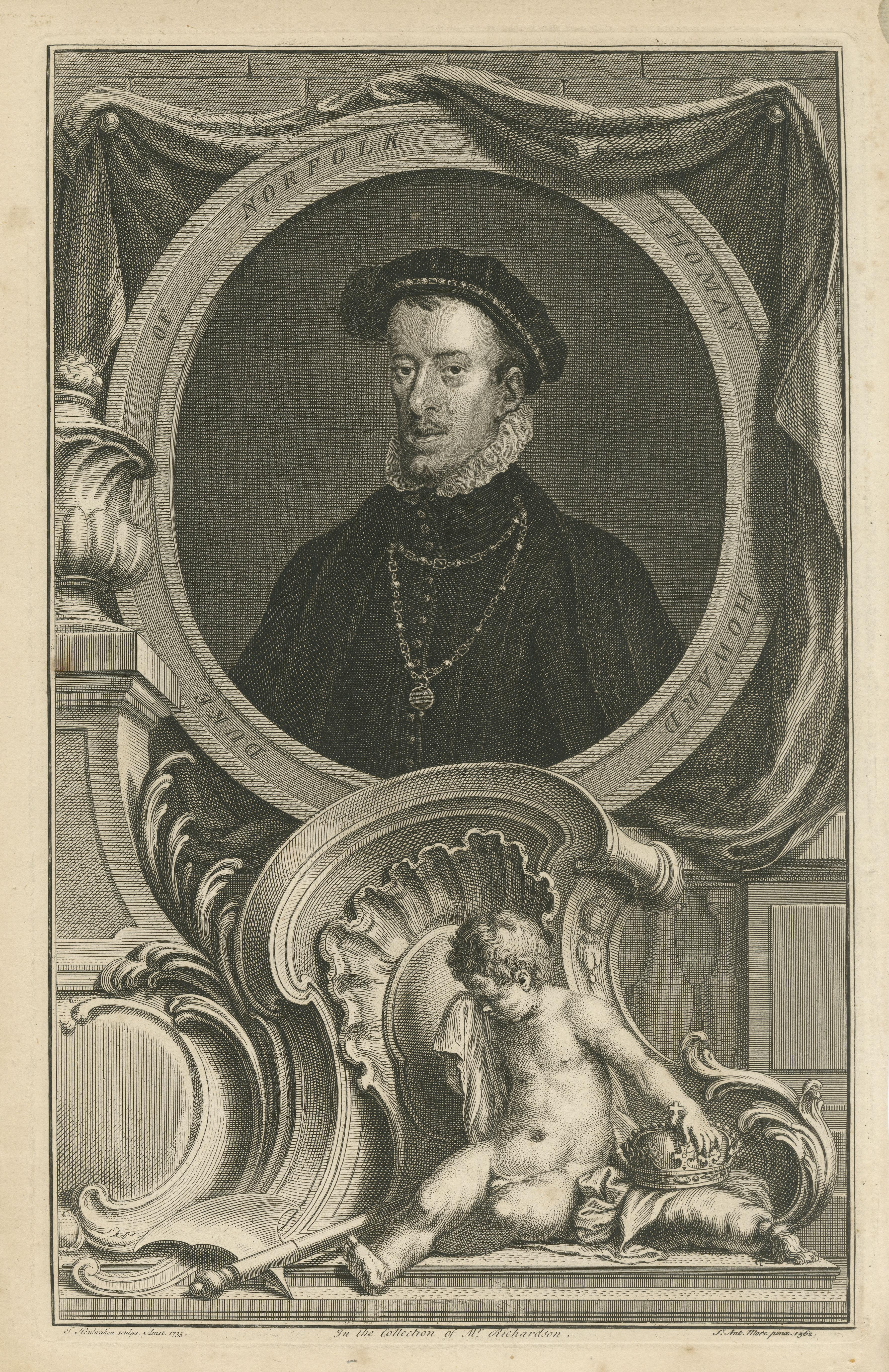 Portrait ancien de Thomas Howard, 4e duc du Norfolk Bon état - En vente à Langweer, NL