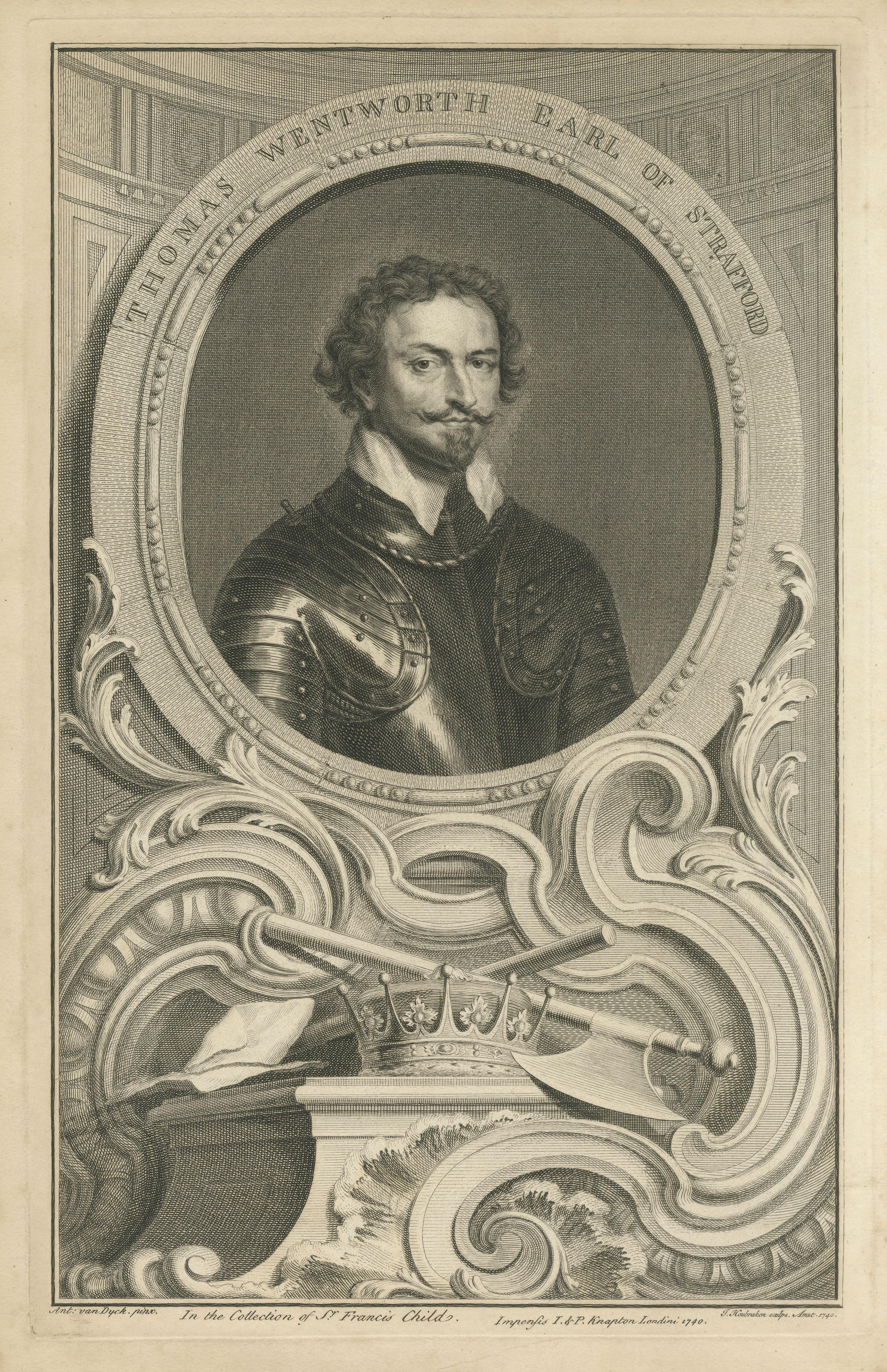 Paper Antique Portrait of Thomas Wentworth, 1st Earl of Strafford  For Sale