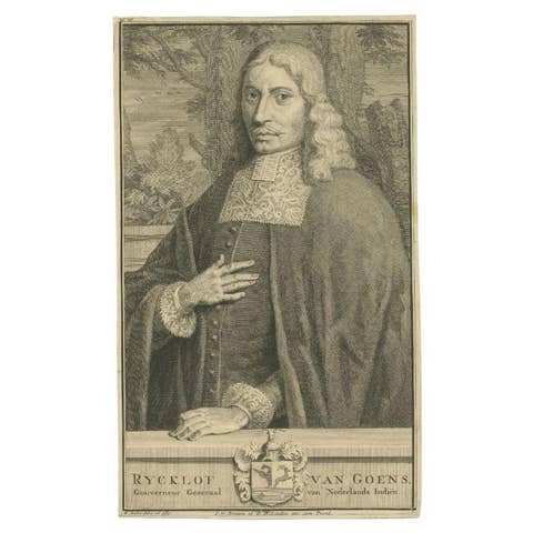 Antique Portrait of Van Goens, Governor General of Dutch East Indies, 1726