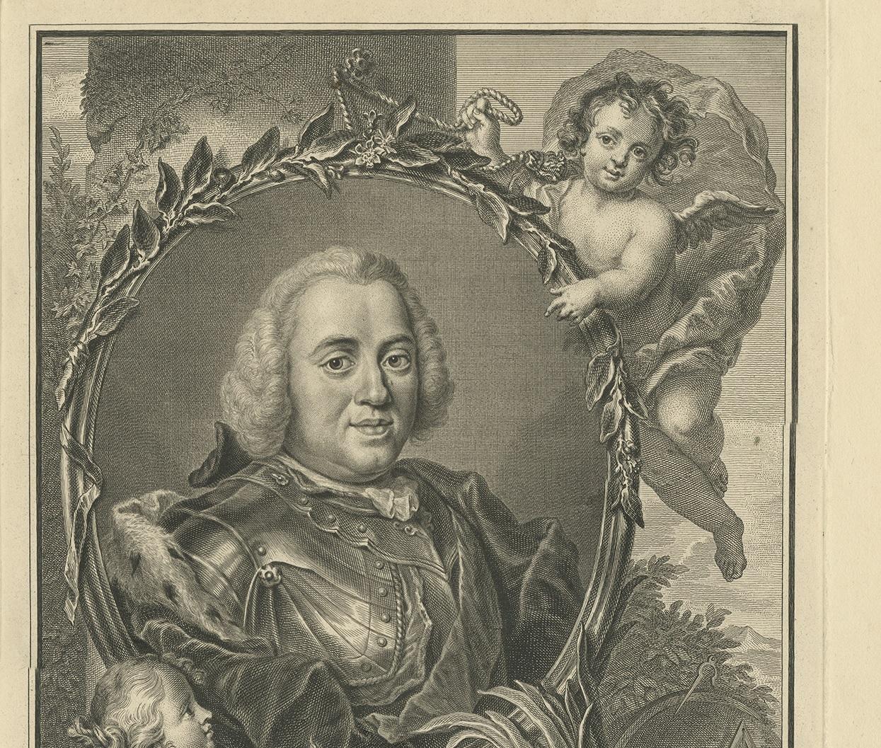 Dutch Antique Portrait of Willem Charles Henry Friso of Orange by Tanjé '1750' For Sale