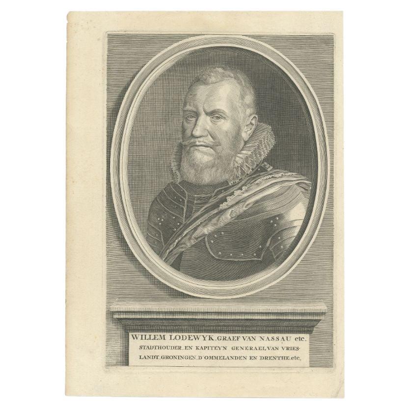 Antique Portrait of Willem Lodewijk, circa 1680