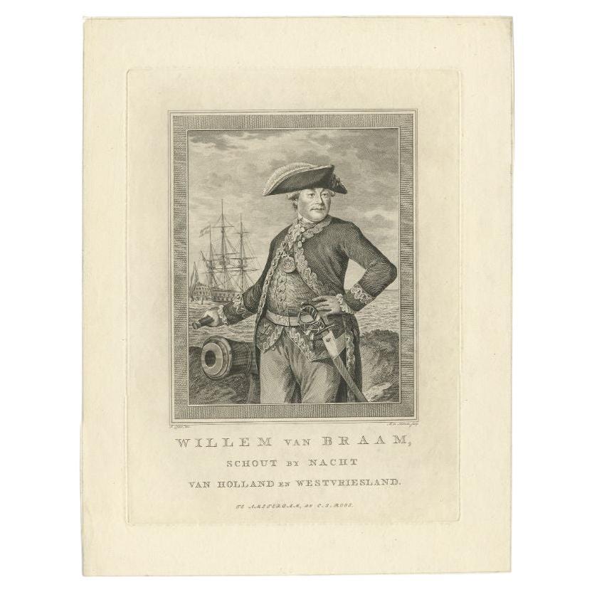 Antique Portrait of Willem Van Braam by Sallieth, circa 1780 For Sale