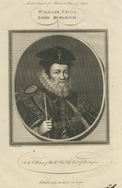 Antique Portrait of William Cecil by Goldar, 1784