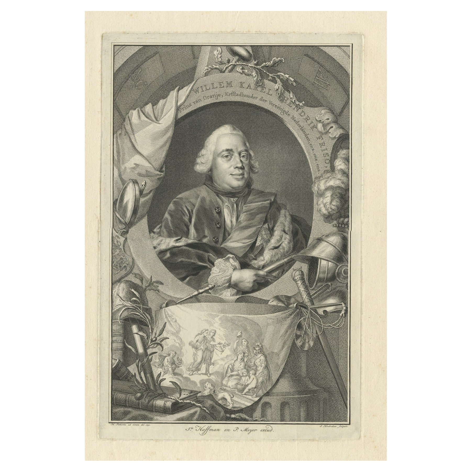 Antikes Porträt von William Charles Henry Friso aus Orange, 1751