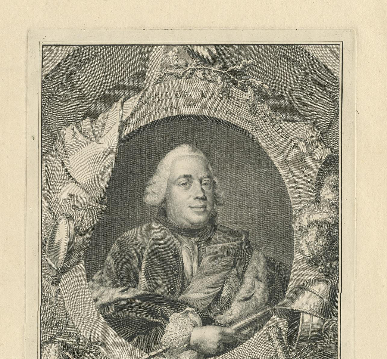 Antikes antikes Porträt von William Charles Henry Friso von Orange von Houbraken '1751' (Niederländisch) im Angebot