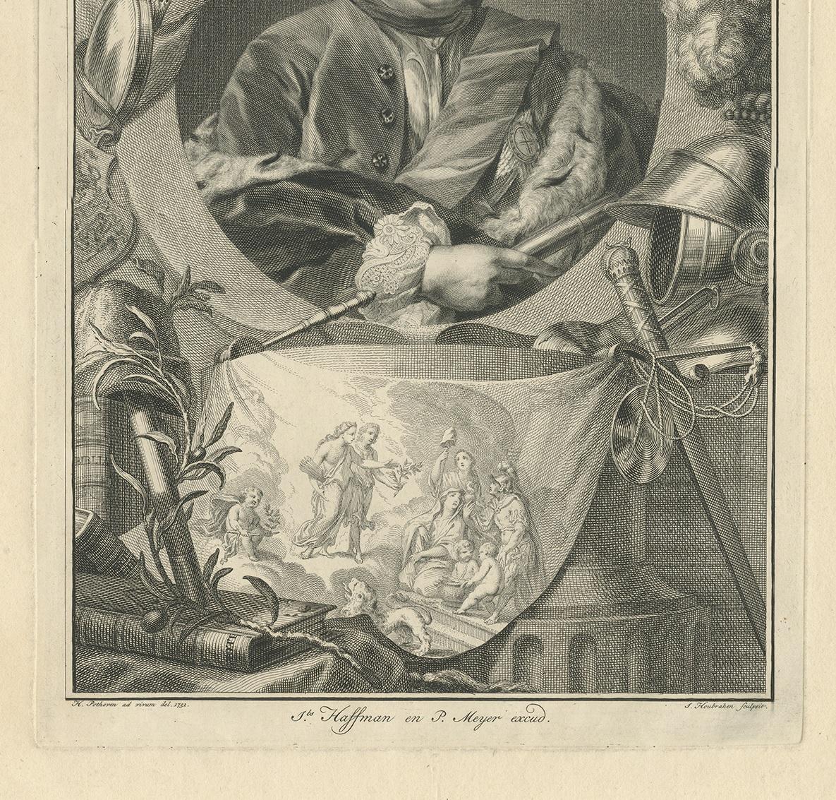 Antikes antikes Porträt von William Charles Henry Friso von Orange von Houbraken '1751' im Zustand „Gut“ im Angebot in Langweer, NL