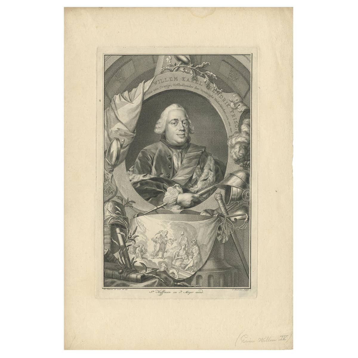 Antique Portrait of William Charles Henry Friso of Orange by Houbraken, 1751