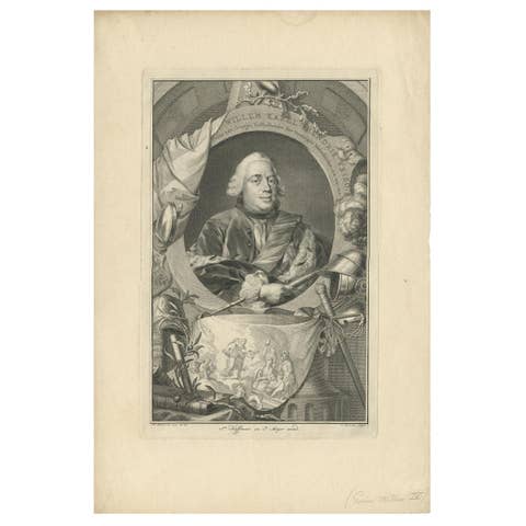 Antique Portrait of William Charles Henry Friso of Orange by Houbraken, 1751