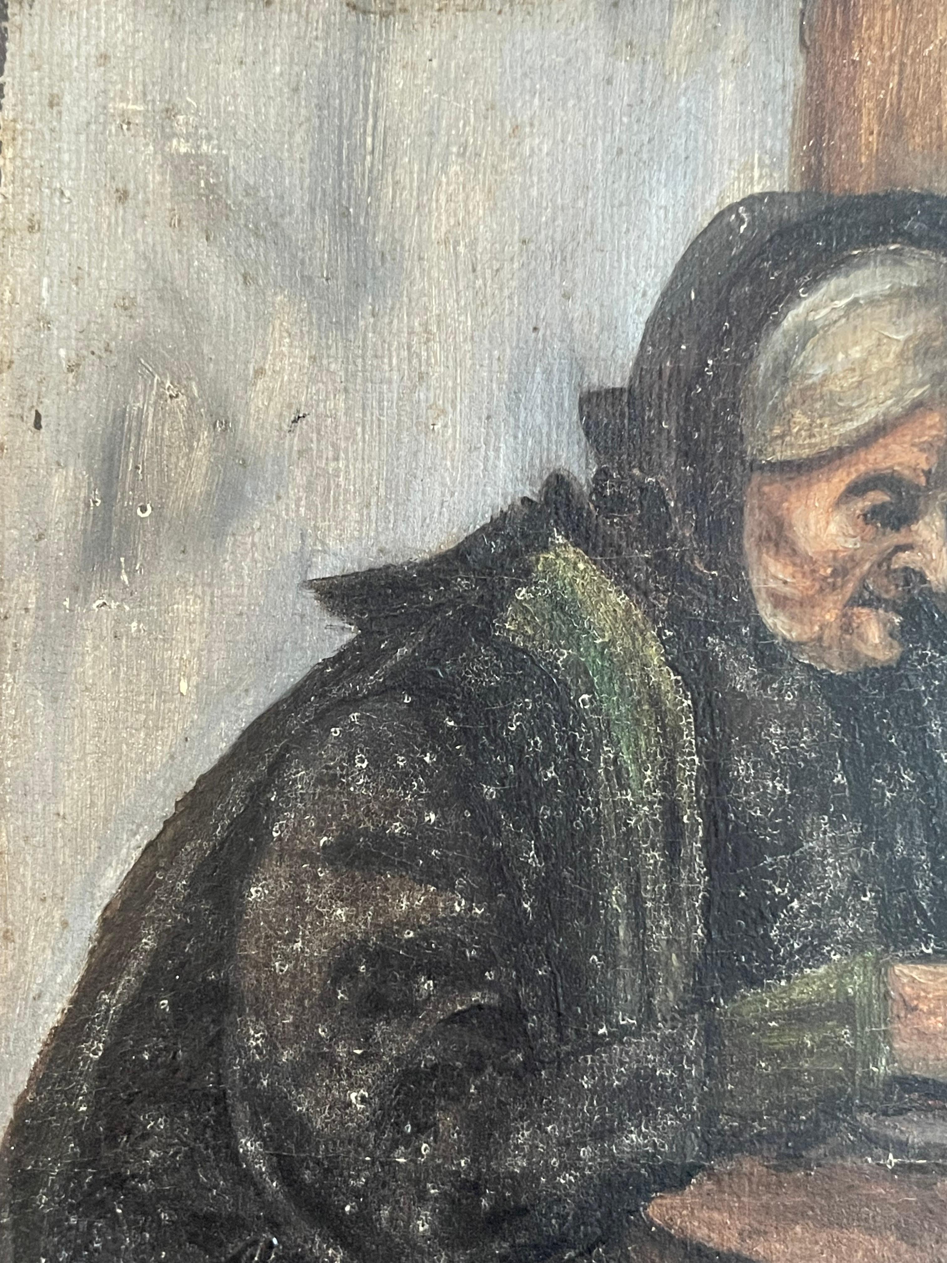 Peinture à l'huile ancienne du Danemark représentant une femme âgée en robe Bon état - En vente à Ebberup, DK