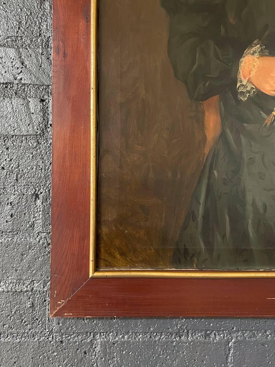 Antique Portrait Oil Painting of Old Lady For Sale 1