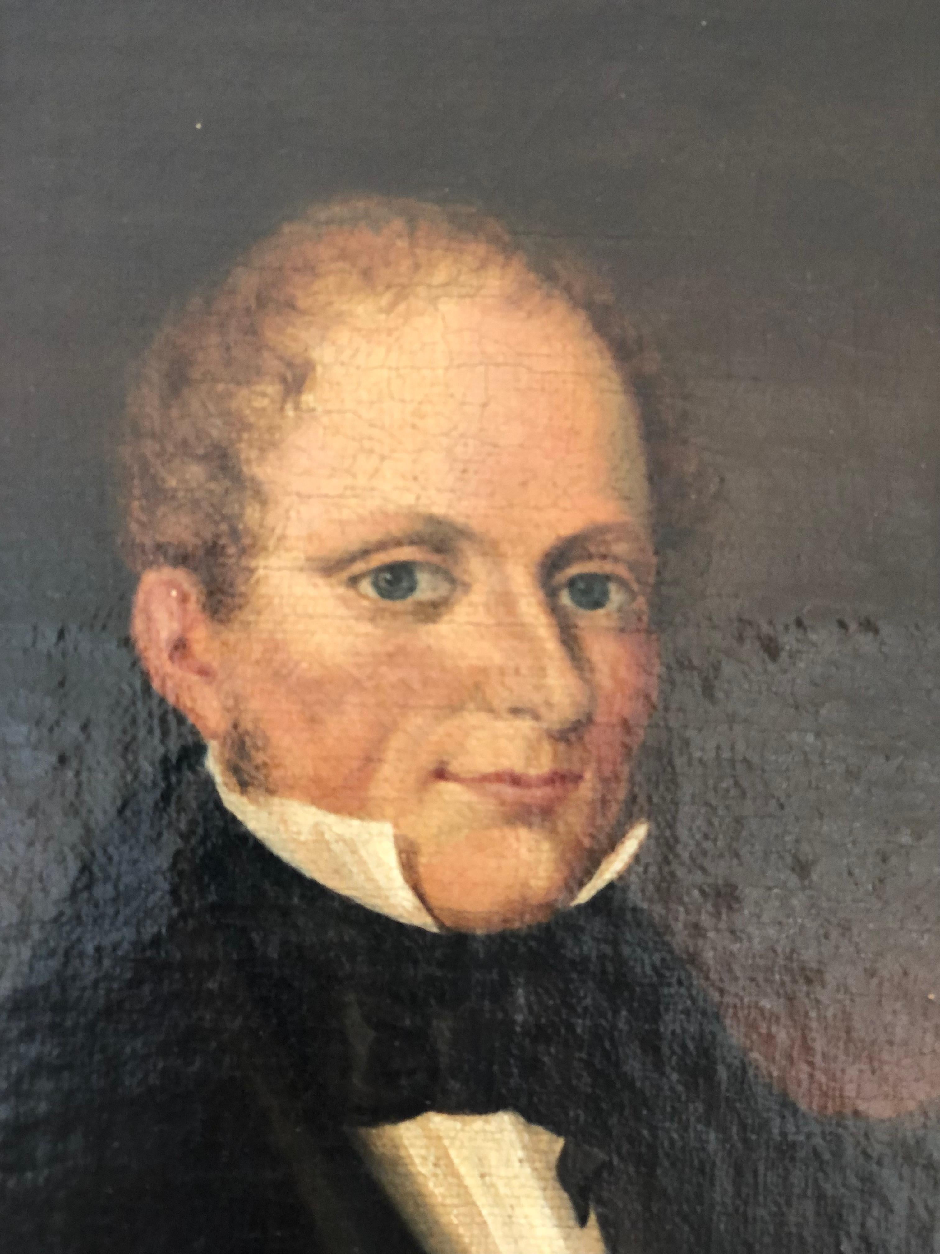Intagliato a mano Antico ritratto di un gentiluomo danese - cornice dorata originale
