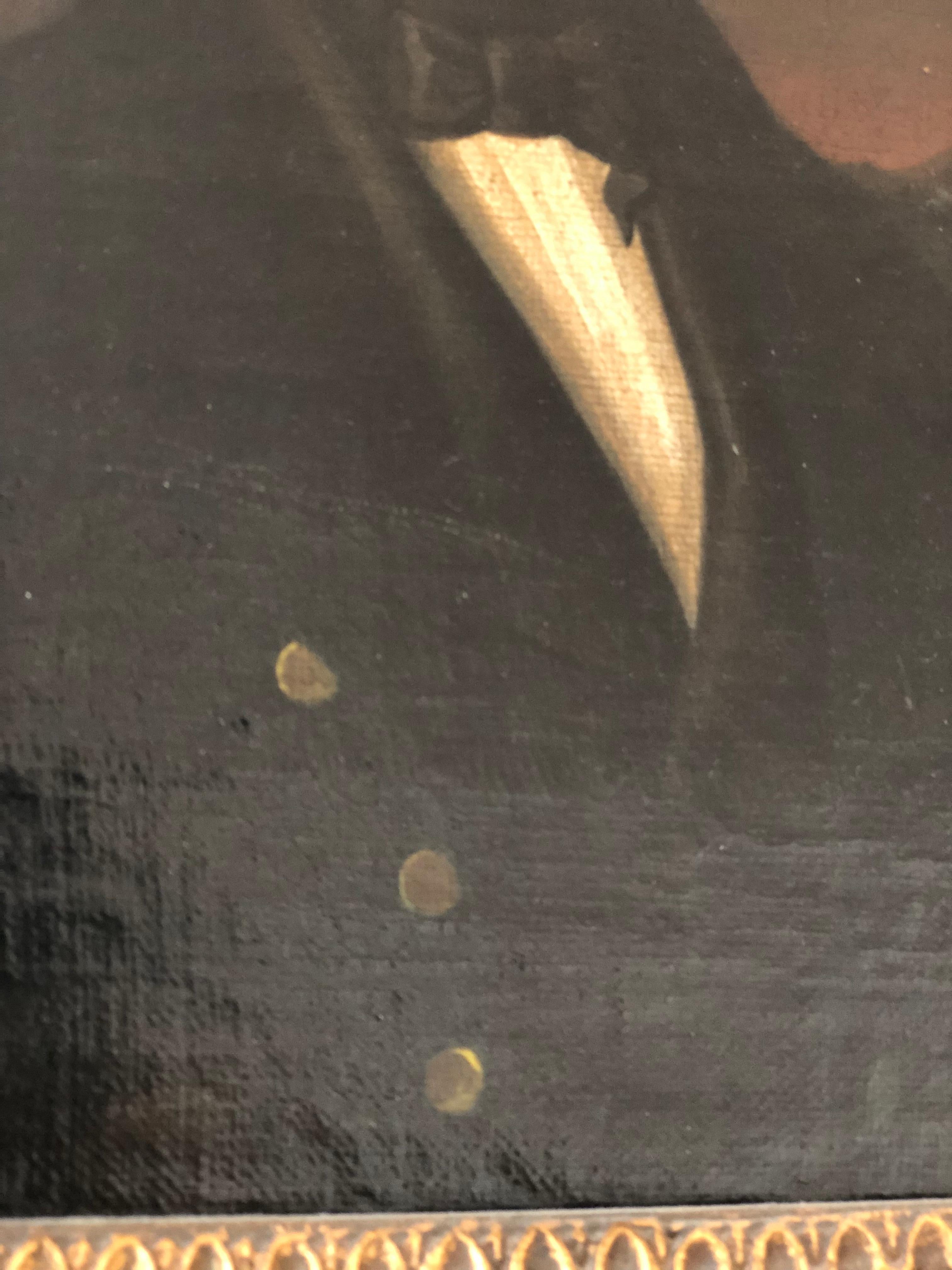 Tela Antico ritratto di un gentiluomo danese - cornice dorata originale