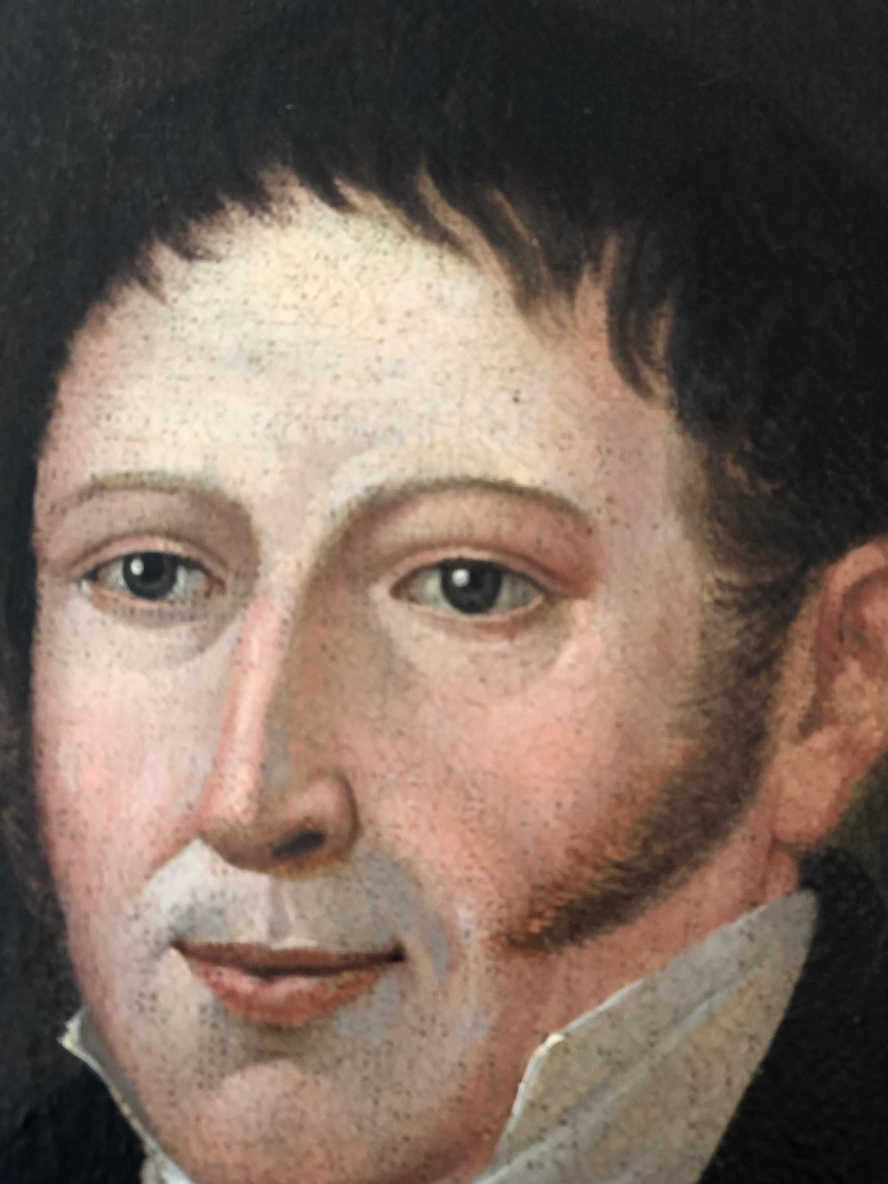 Antique Portrait Painting of a German Gentleman - Original Gilded Frame In Good Condition For Sale In Sakskøbing, DK
